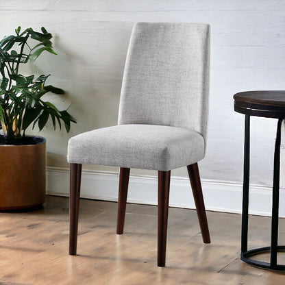 23" Gray And Espresso Fabric Parsons Chair HomeRoots