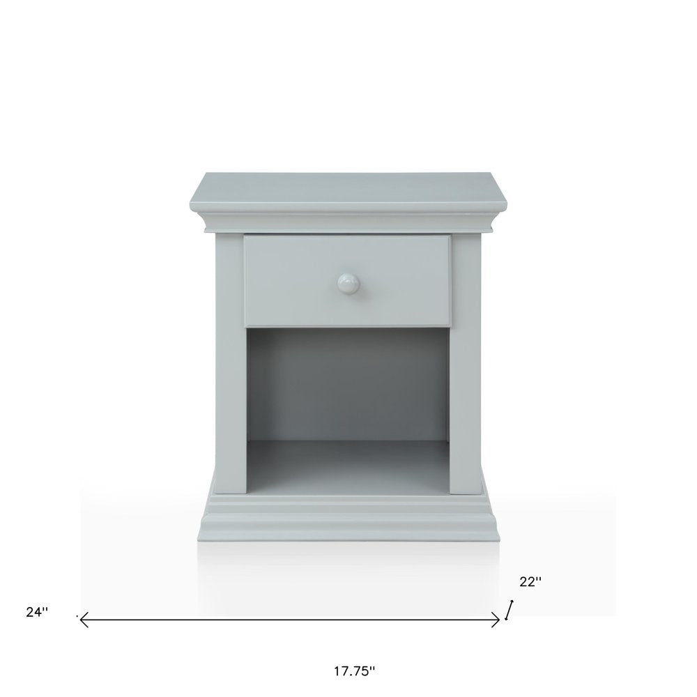 24" Gray Solid Wood and Wood One Drawer Nightstand HomeRoots