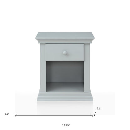 24" Gray Solid Wood and Wood One Drawer Nightstand HomeRoots