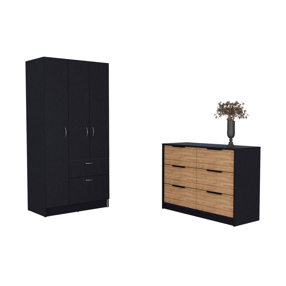 Two Piece Brown and Black Bedroom Set — view 1