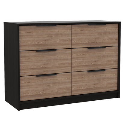 32" Brown and Black Four Drawer Dresser