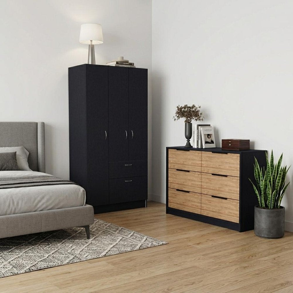 Two Piece Brown and Black Bedroom Set HomeRoots