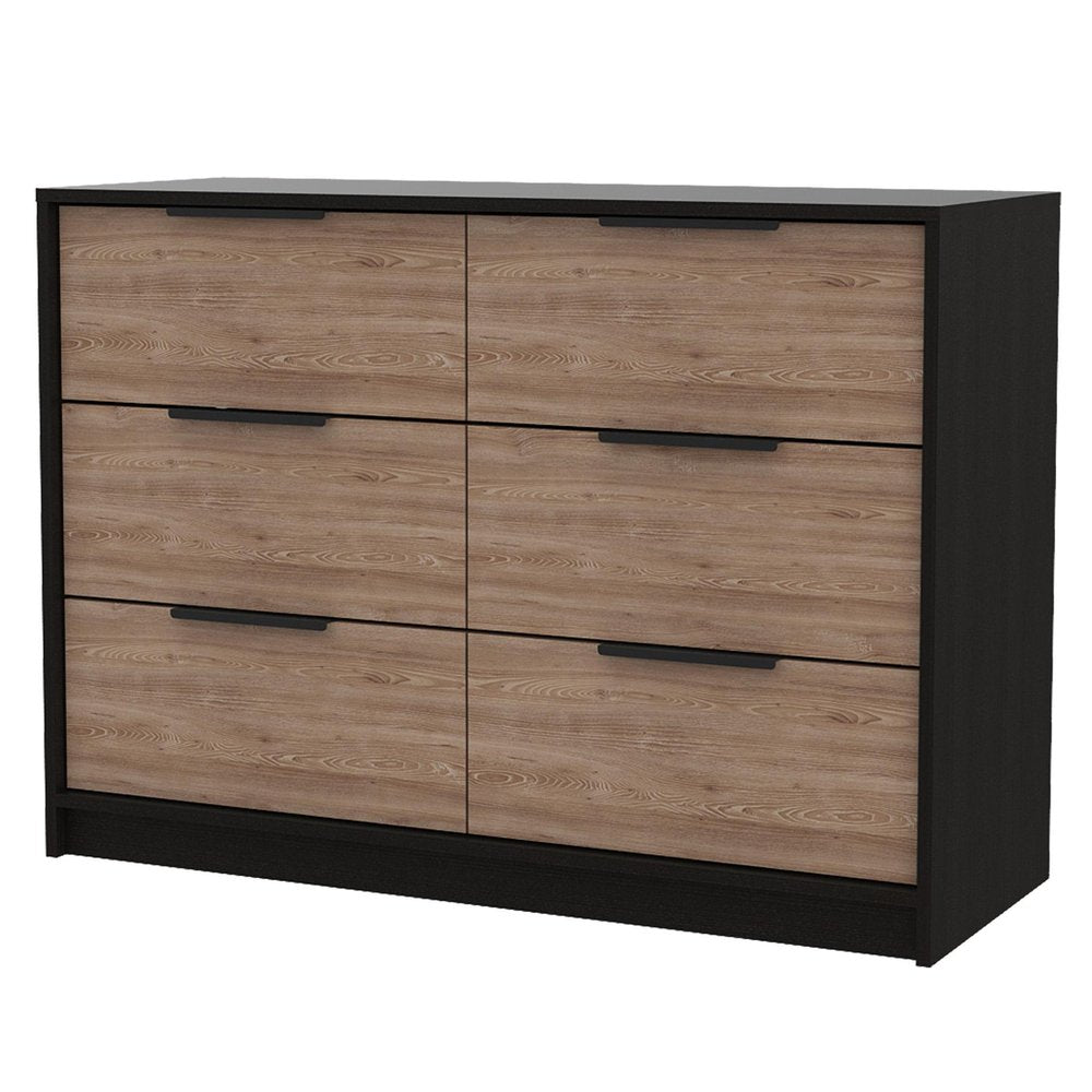 Two Piece Black And Brown Bedroom Set With Mirror — view 3