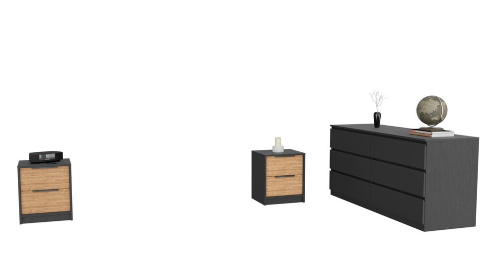 Three Piece Brown and Black Bedroom Set HomeRoots