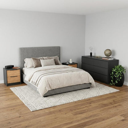 Three Piece Brown and Black Bedroom Set HomeRoots