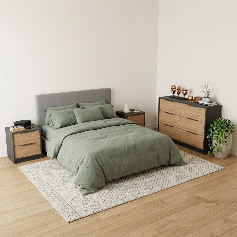 Three Piece Brown and Black Bedroom Set HomeRoots