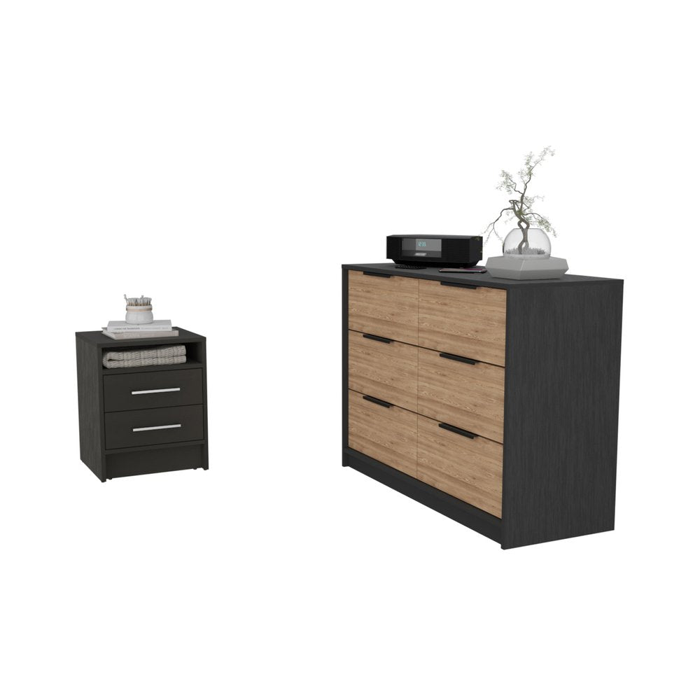 Two Piece Black and Gray Bedroom Set HomeRoots