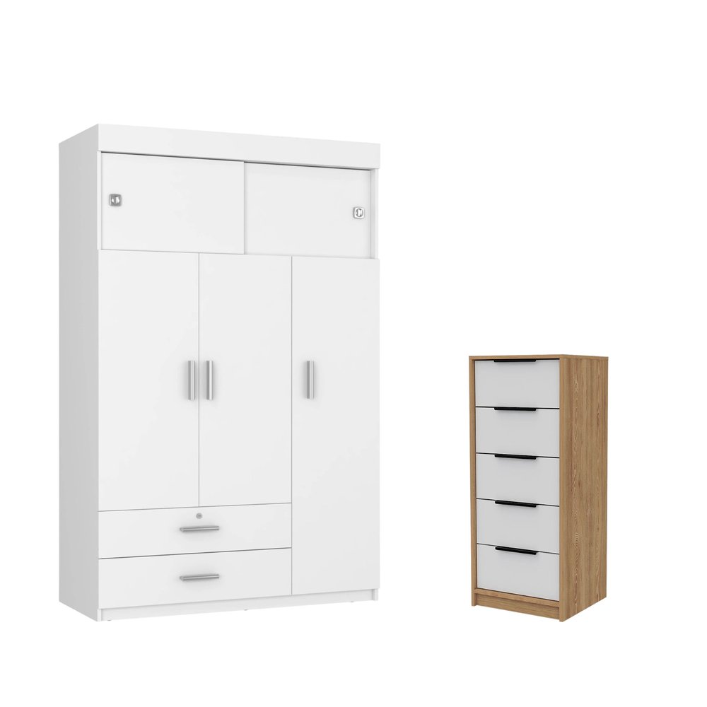 Two Piece White and Natural Bedroom Set — view 6