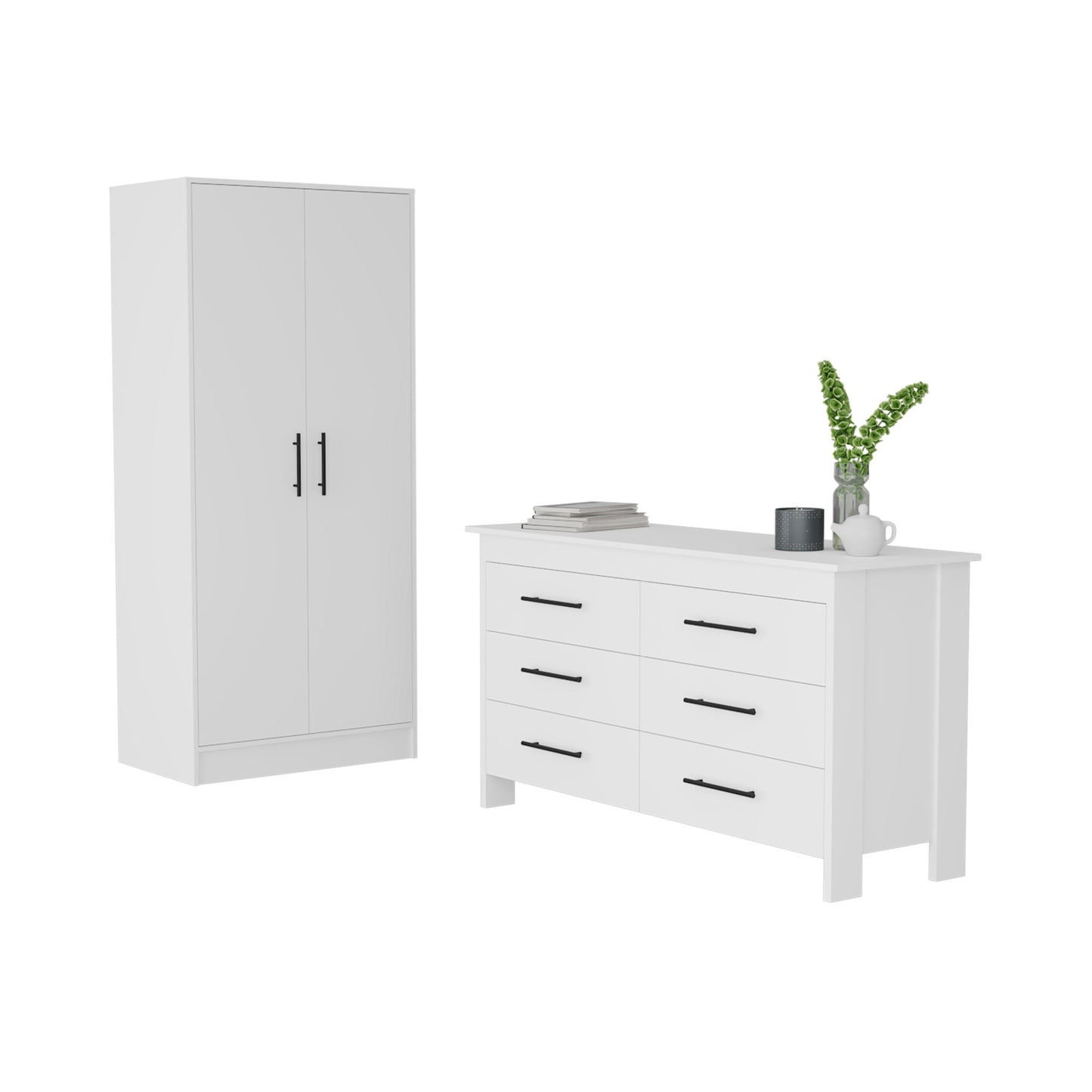 Two Piece White Bedroom Set