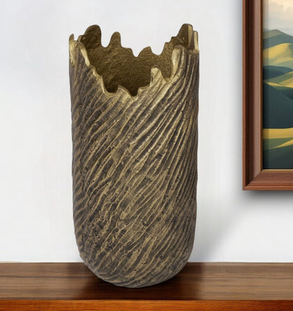 17" Gold Abstract Aluminum Table Vase HomeRoots