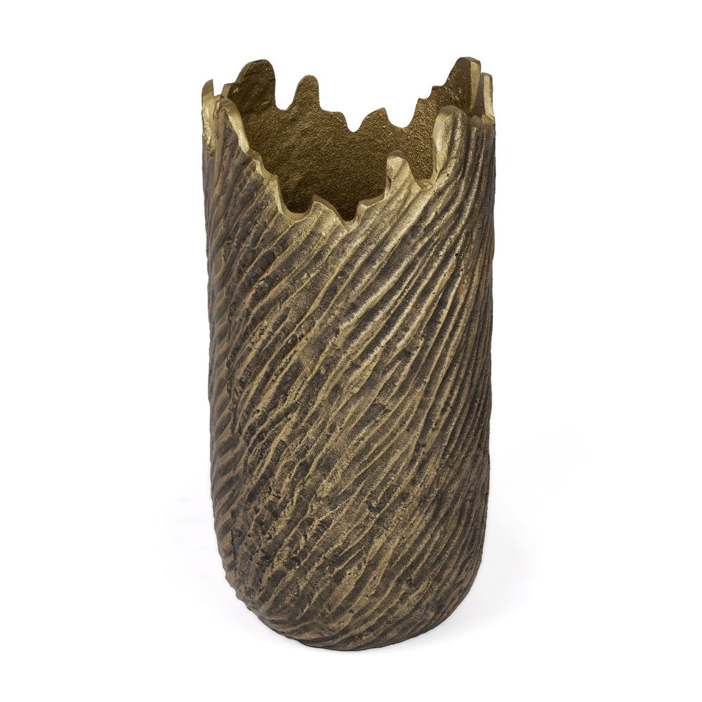 17" Gold Abstract Aluminum Table Vase HomeRoots