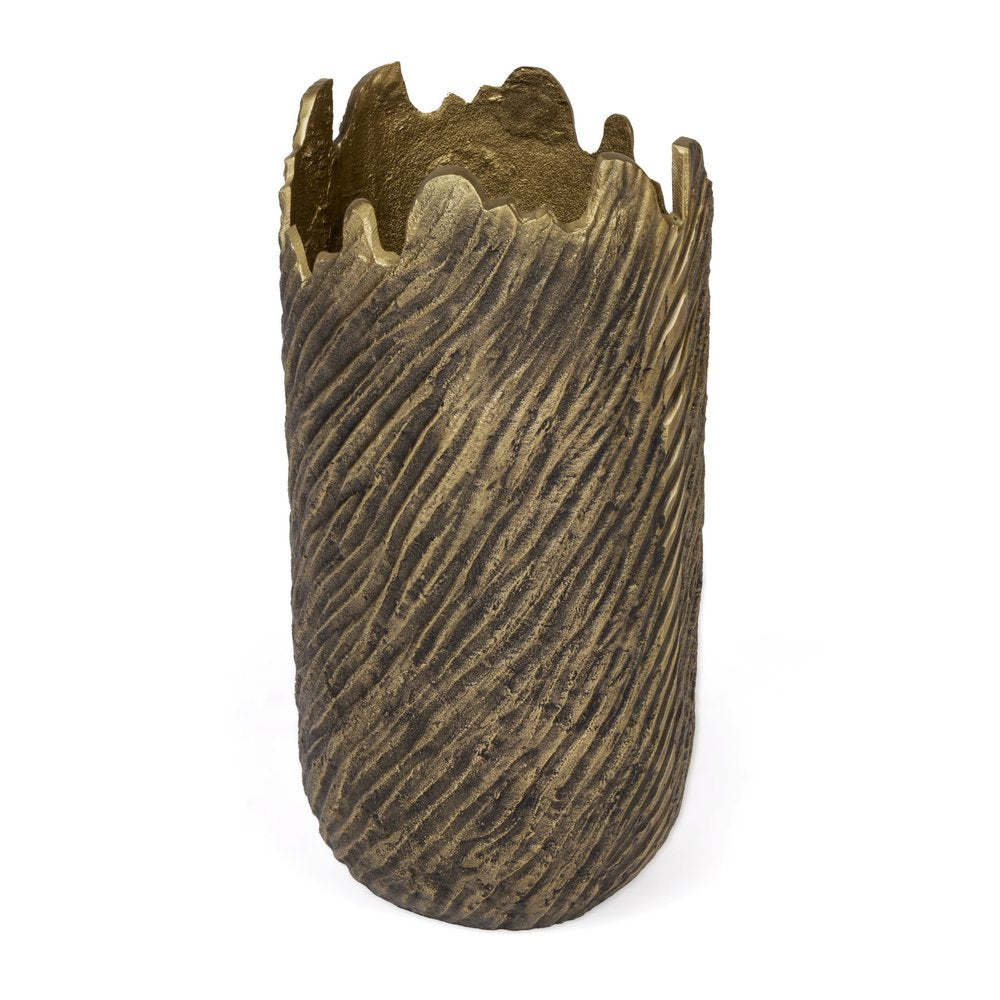 17" Gold Abstract Aluminum Table Vase HomeRoots