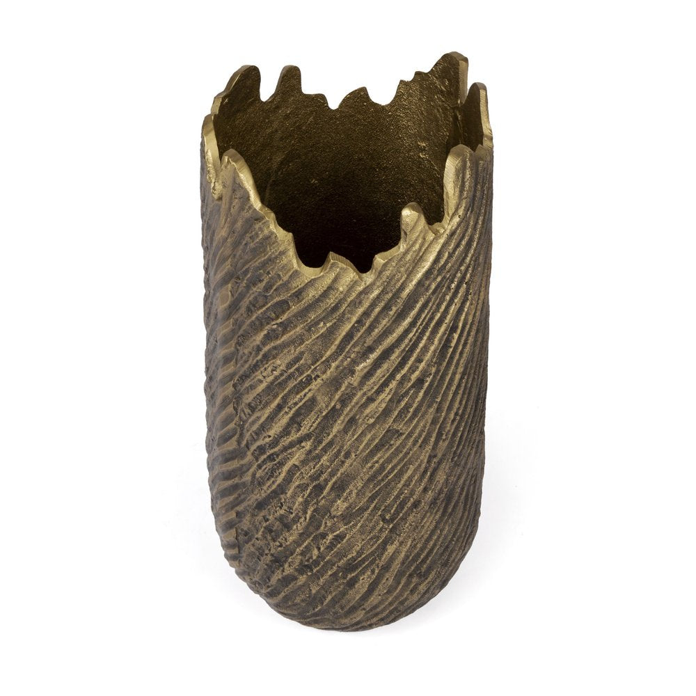 17" Gold Abstract Aluminum Table Vase HomeRoots