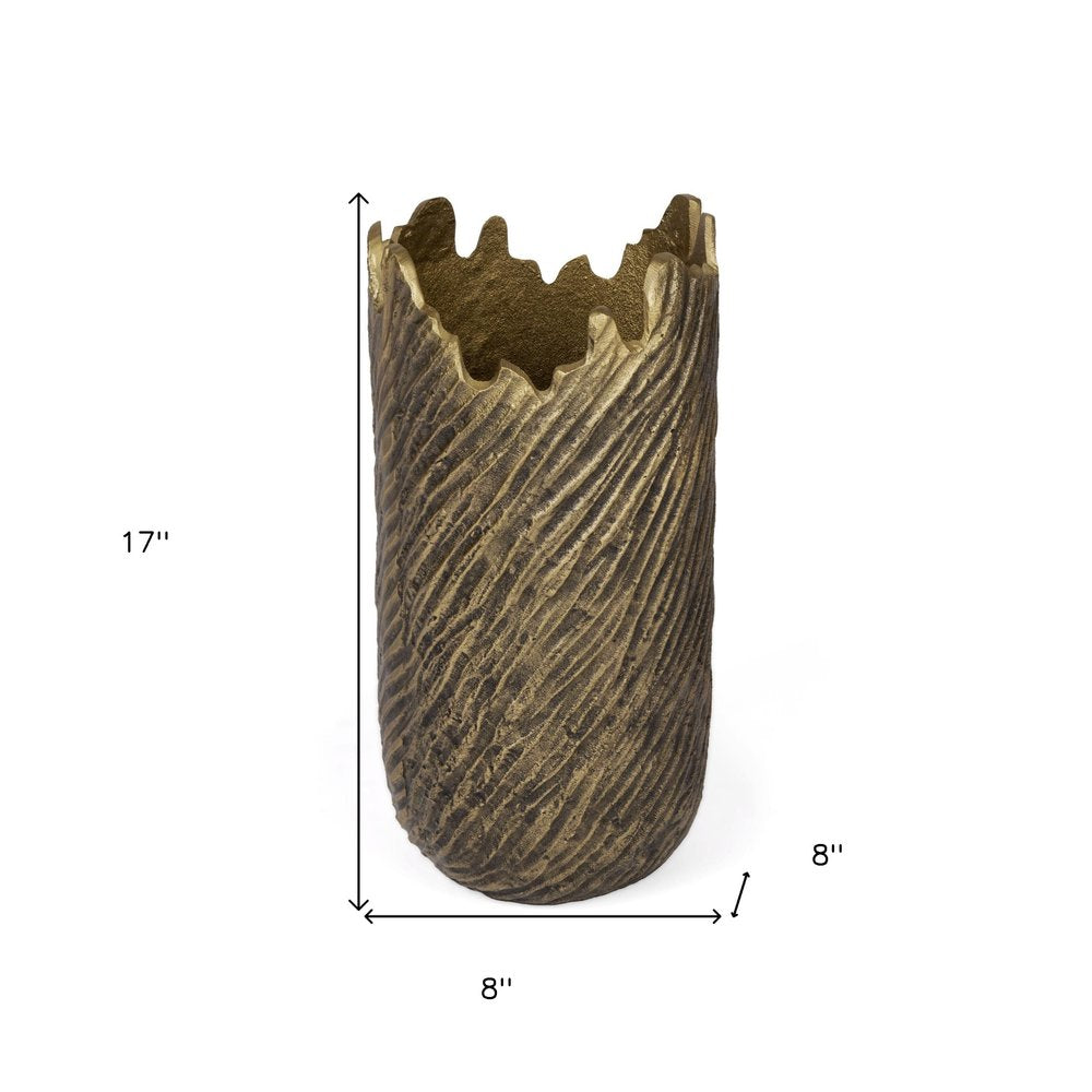 17" Gold Abstract Aluminum Table Vase HomeRoots
