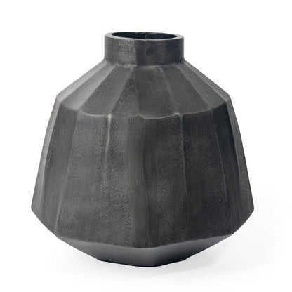 11" Gray Geometric Round Aluminum Table Vase HomeRoots
