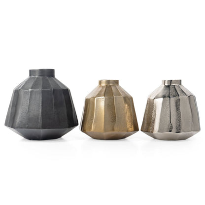 11" Gray Geometric Round Aluminum Table Vase HomeRoots