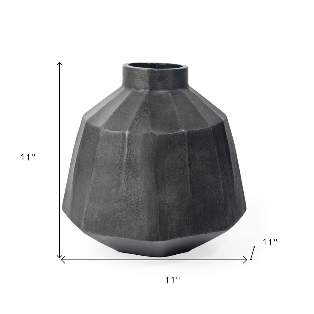 11" Gray Geometric Round Aluminum Table Vase HomeRoots
