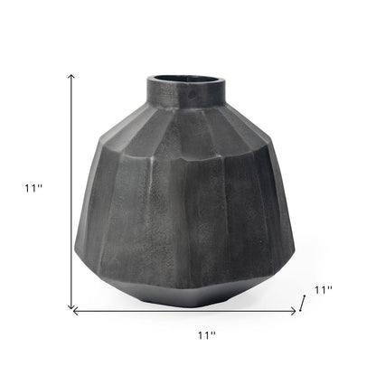 11" Gray Geometric Round Aluminum Table Vase HomeRoots