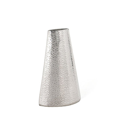 10" Silver Hammered Cone Aluminum Table Vase HomeRoots