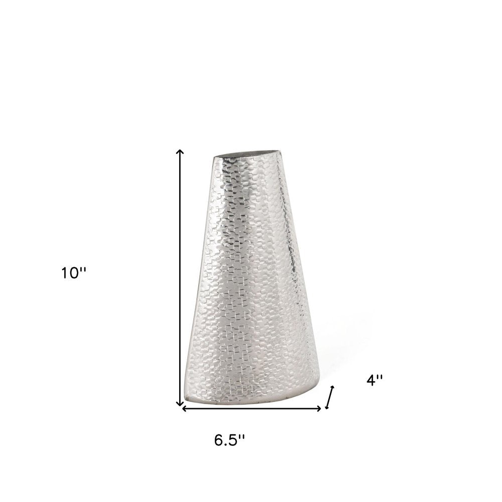 10" Silver Hammered Cone Aluminum Table Vase HomeRoots