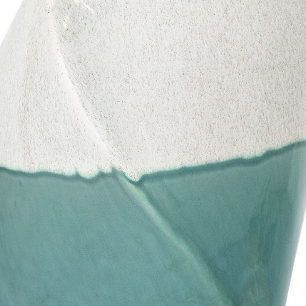 12" Green and Ivory Ombre Wavy Ceramic Table Vase — view 5