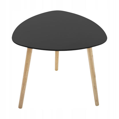 Set of Two Black and Natural Wood Triangular End Tables HomeRoots