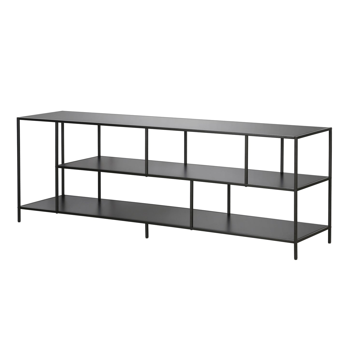 70" Black Metal Open shelving TV Stand