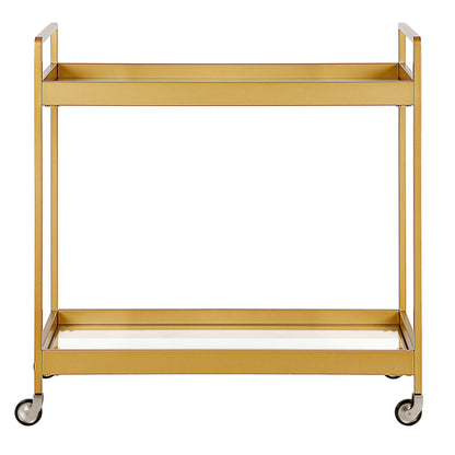 Brass Steel And Glass Rolling Bar Cart