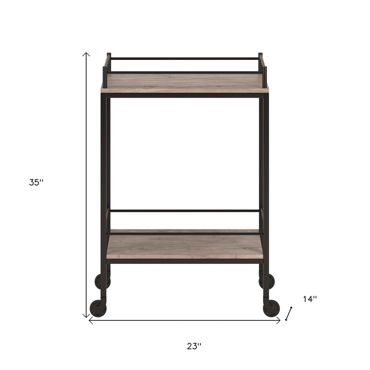 Gray and Black Steel Rolling Bar Cart