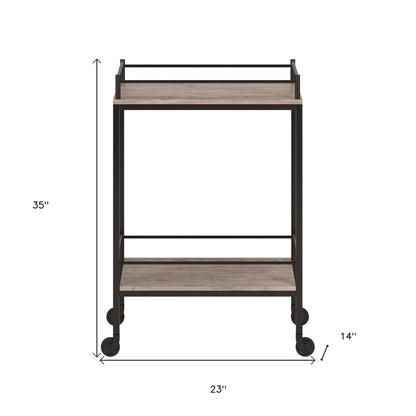 Gray and Black Steel Rolling Bar Cart