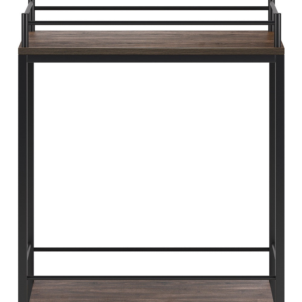 Brown and Black Steel Rolling Bar Cart