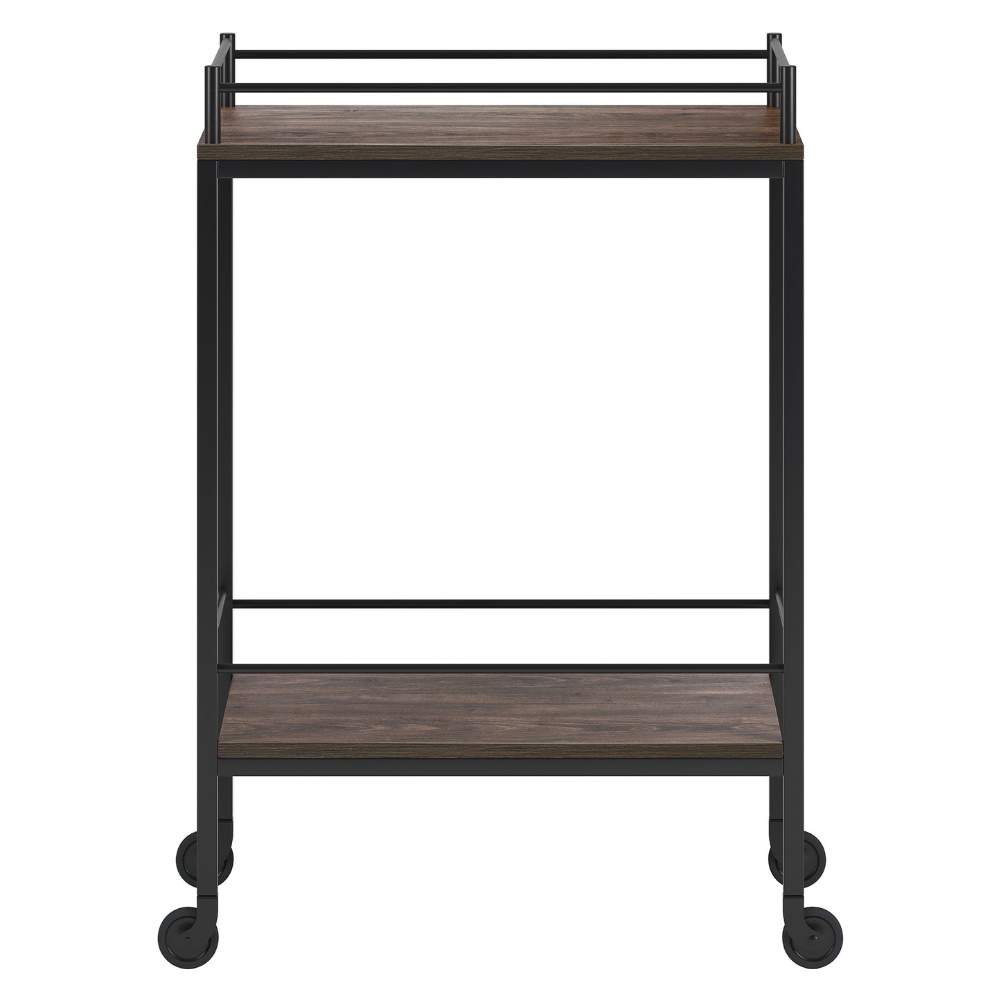 Brown and Black Steel Rolling Bar Cart