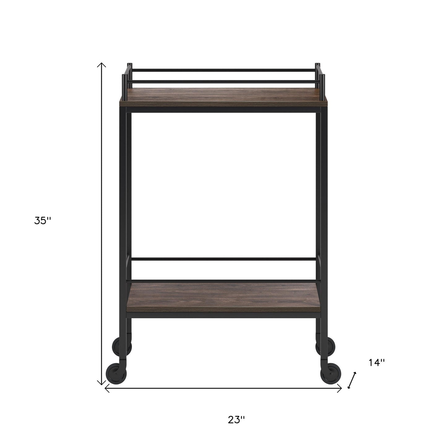 Brown and Black Steel Rolling Bar Cart