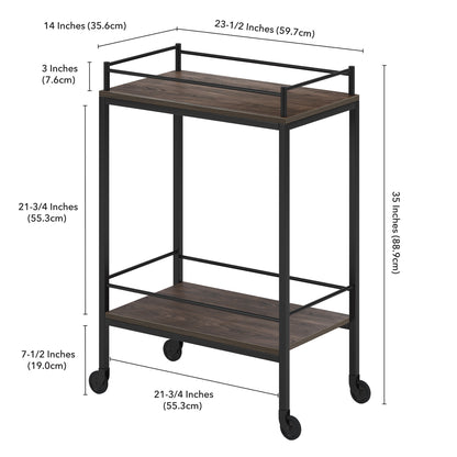 Brown and Black Steel Rolling Bar Cart