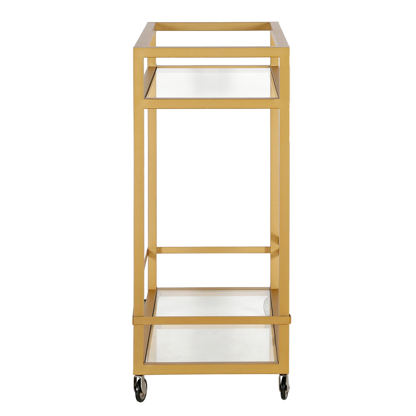 Brass Steel And Glass Rolling Bar Cart