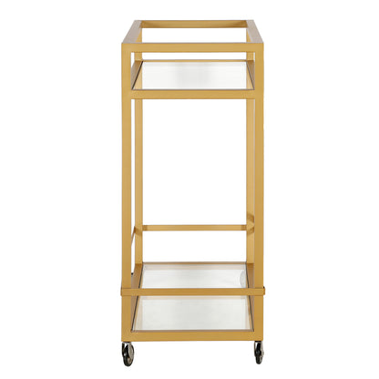 Brass Steel And Glass Rolling Bar Cart