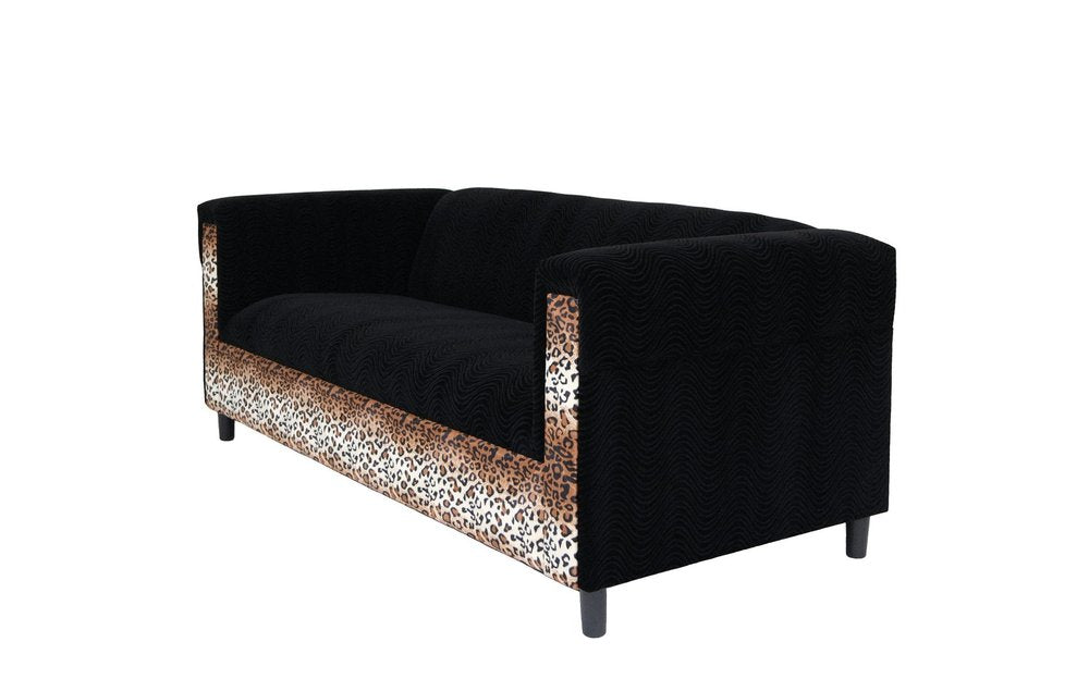 72" Black Velvet Sofa HomeRoots