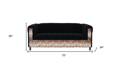 72" Black Velvet Sofa HomeRoots