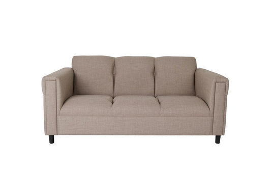 72" Beige Polyester Sofa With Black Legs HomeRoots