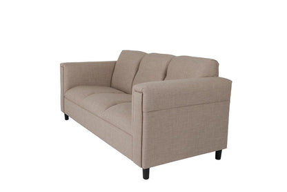 72" Beige Polyester Sofa With Black Legs HomeRoots