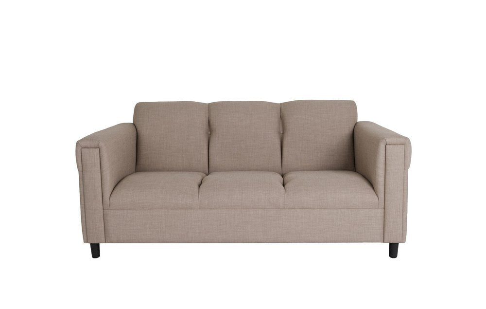 72" Beige Polyester Sofa With Black Legs HomeRoots
