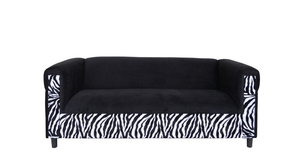 72" Black And White Velvet Zebra Sofa HomeRoots