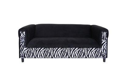 72" Black And White Velvet Zebra Sofa HomeRoots