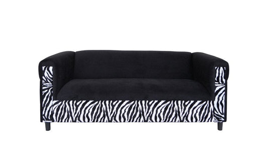 72" Black And White Velvet Zebra Sofa HomeRoots