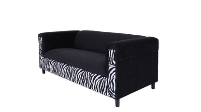 72" Black And White Velvet Zebra Sofa HomeRoots