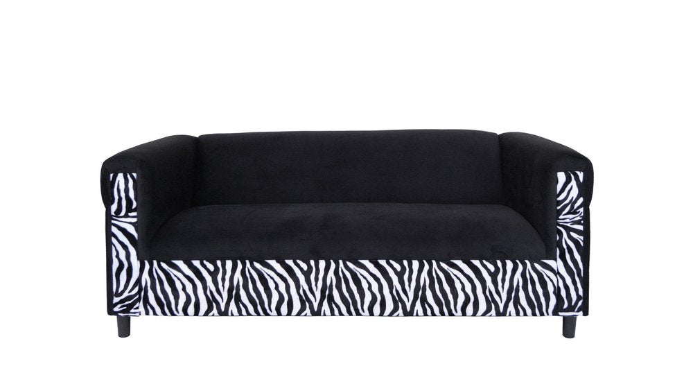72" Black And White Velvet Zebra Sofa HomeRoots