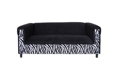 72" Black And White Velvet Zebra Sofa HomeRoots