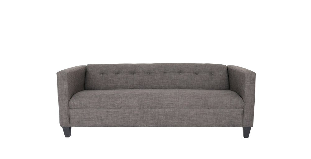 80" Charcoal Polyester Sofa With Black Legs HomeRoots