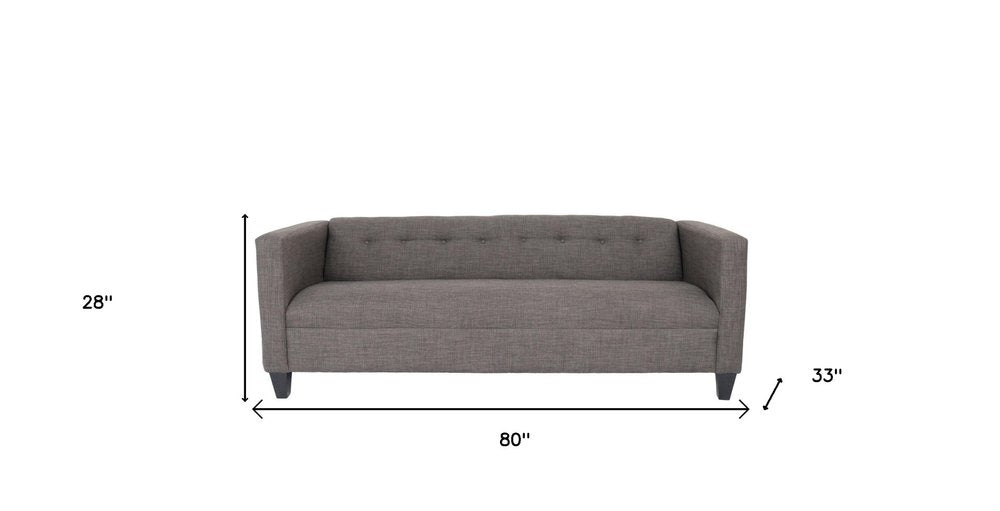 80" Charcoal Polyester Sofa With Black Legs HomeRoots