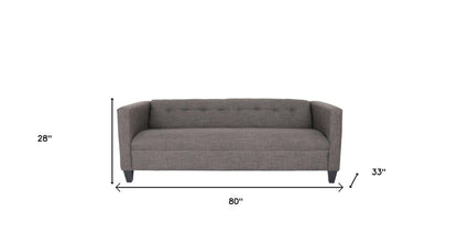 80" Charcoal Polyester Sofa With Black Legs HomeRoots